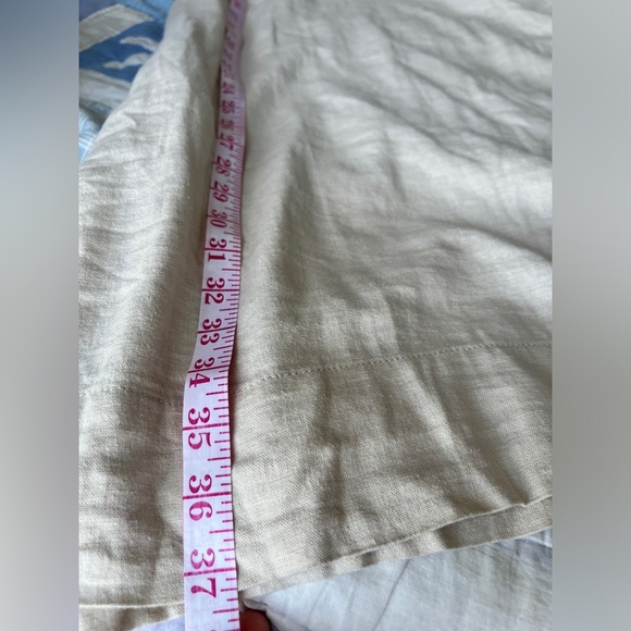 Briggs New York Womens Cream Boho Linen Blend Apron Ruffle Midi Dress Medium - Picture 7 of 7